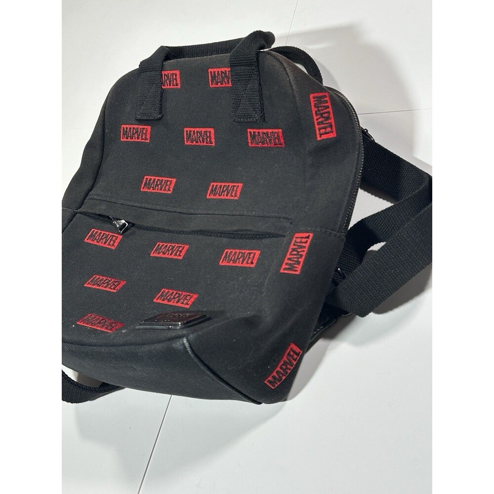 Loungefly Disney Marvel Red Embroidered Black Canvas Square Backpack Bag Pack - Picture 3 of 12